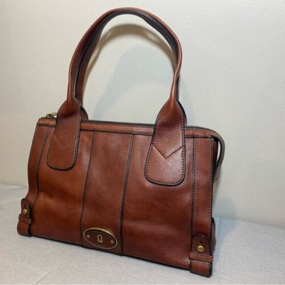 Vintage Fossil Reissue Satchel Leather Tote Bag Great Condition